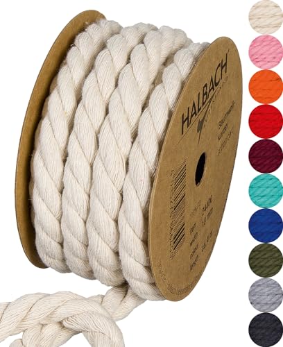 Halbach Seidenbänder recycelte Baumwollkordel, Breite: 10 mm/Länge 4 m, nachhaltiges Baumwollgarn für Makramee, Naturkordel zum Basteln, Farbe: Natur weiß Halbach Seidenbänder recycelte Baumwollkordel, Breite: 10 mm/Länge 4 m, nachhaltiges Baumwollgarn für Makramee, Naturkordel zum Basteln, Farbe: Natur weiß von Halbach Seidenbänder