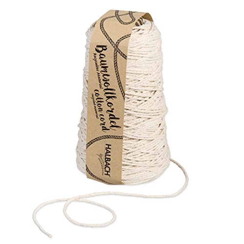 Halbach Seidenbänder recycelte Baumwollkordel | Breite 2 mm Länge 150 Meter | Nachhaltiges Baumwollgarn für Makramee oder DIY Handwerk | Farbe: Natur Halbach Seidenbänder recycelte Baumwollkordel | Breite 2 mm Länge 150 Meter | Nachhaltiges Baumwollgarn für Makramee oder DIY Handwerk | Farbe: Natur von Halbach Seidenbänder