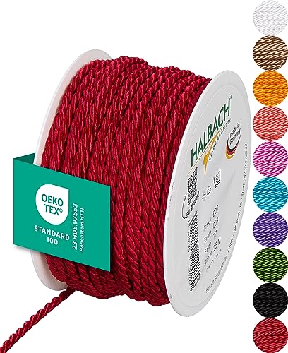Halbach Seidenbänder Premium Kordel (rot) | Breite 4mm Länge 25m | Made in Germany & Öko-Tex Zertifiziert | glänzende Satinkordel aus Acetat Halbach Seidenbänder Premium Kordel (rot) | Breite 4mm Länge 25m | Made in Germany & Öko-Tex Zertifiziert | glänzende Satinkordel aus Acetat von Halbach Seidenbänder