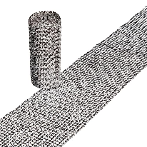 Strassband, 2m x 12cm, flexibles textilies Gitter mit facettierten Kunststoffplätzchen von Halbach Seidenbänder
