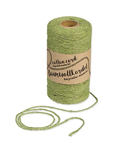 Halbach Seidenbänder recycelte Baumwollgarn | Breite 1 mm Länge 220 Meter | Nachhaltiges Baumwollgarn für Makramee oder DIY Handwerk | Farbe: olivgrün von Halbach