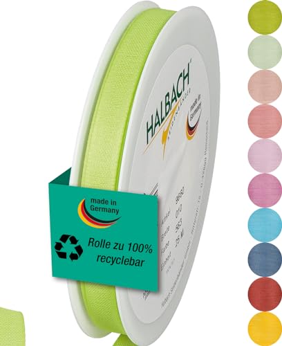 Halbach Seidenbänder Geschenkband |Breite 10mm Länge 25m| Schleifenband made in Germany |Geschenkbänder in einer Vielzahl von Farben und Breiten, perfekt zum Verpacken und Dekorieren, Farbe: hellgrün Halbach Seidenbänder Geschenkband |Breite 10mm Länge 25m| Schleifenband made in Germany |Geschenkbänder in einer Vielzahl von Farben und Breiten, perfekt zum Verpacken und Dekorieren, Farbe: hellgrün von Halbach