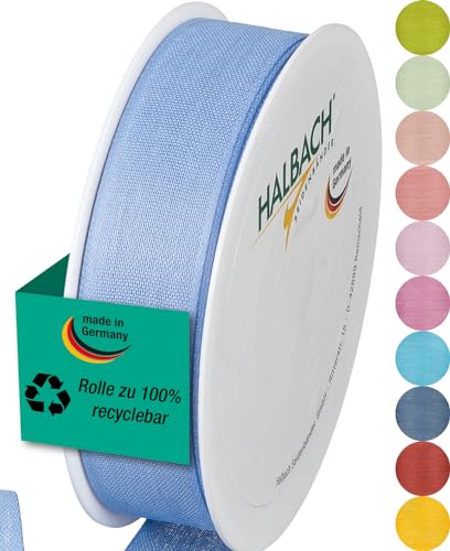 Halbach Seidenbänder Geschenkband | Breite 25mm Länge 25m | Schleifenband made in Germany | Geschenkbänder in Vielzahl von Farben und Breiten, perfekt zum Verpacken und Dekorieren, Farbe: himmelsblau von Halbach