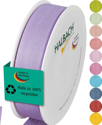 Halbach Seidenbänder Geschenkband | Breite 25mm Länge 25m | Schleifenband made in Germany | Geschenkbänder in Vielzahl von Farben und Breiten, perfekt zum Verpacken und Dekorieren, Farbe: lavendel von Halbach