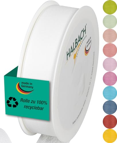 Halbach Seidenbänder Geschenkband | Breite 25mm Länge 25m | Schleifenband made in Germany | Geschenkbänder in Vielzahl von Farben und Breiten, perfekt zum Verpacken und Dekorieren, Farbe: weiß Halbach Seidenbänder Geschenkband | Breite 25mm Länge 25m | Schleifenband made in Germany | Geschenkbänder in Vielzahl von Farben und Breiten, perfekt zum Verpacken und Dekorieren, Farbe: weiß von Halbach