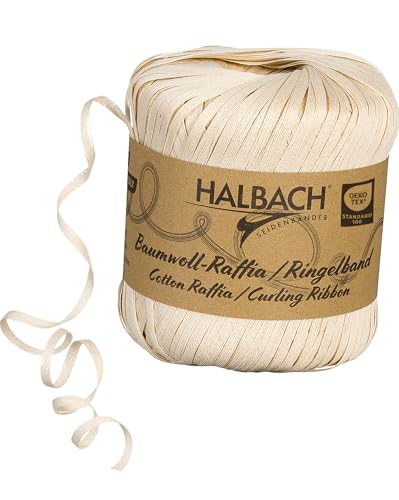 Halbach Seidenbänder Ringelband | Breite 4mm Länge 100m | Nachhaltiges Geschenkband zum ringeln und einpacken von Geschenken aus 100% Baumwolle | Farbe: creme Halbach Seidenbänder Ringelband | Breite 4mm Länge 100m | Nachhaltiges Geschenkband zum ringeln und einpacken von Geschenken aus 100% Baumwolle | Farbe: creme von Halbach