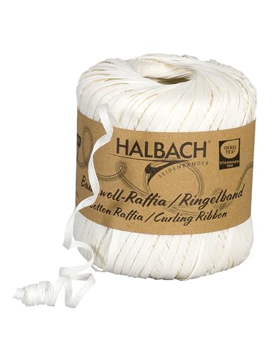 Halbach Seidenbänder Ringelband | Breite 4mm Länge 100m | Nachhaltiges Geschenkband zum ringeln und einpacken von Geschenken aus 100% Baumwolle | Farbe: natur weiß Halbach Seidenbänder Ringelband | Breite 4mm Länge 100m | Nachhaltiges Geschenkband zum ringeln und einpacken von Geschenken aus 100% Baumwolle | Farbe: natur weiß von Halbach