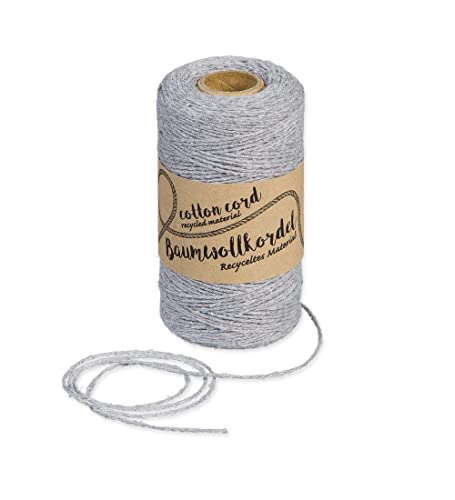 Halbach Seidenbänder recycelte Baumwollgarn | Breite 1 mm Länge 220 Meter | Nachhaltiges Baumwollgarn für Makramee oder DIY Handwerk | Farbe: grau Halbach Seidenbänder recycelte Baumwollgarn | Breite 1 mm Länge 220 Meter | Nachhaltiges Baumwollgarn für Makramee oder DIY Handwerk | Farbe: grau von Halbach Seidenbänder