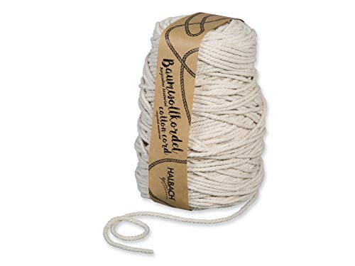 Halbach Seidenbänder recycelte Baumwollkordel | Breite 5mm Länge 80 Meter | Nachhaltiges Baumwollgarn für Makramee oder DIY Handwerk | Farbe: Natur Halbach Seidenbänder recycelte Baumwollkordel | Breite 5mm Länge 80 Meter | Nachhaltiges Baumwollgarn für Makramee oder DIY Handwerk | Farbe: Natur von Halbach