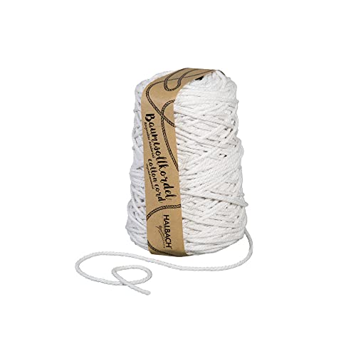 Halbach Seidenbänder recycelte Baumwollkordel | Breite 5mm Länge 80 Meter | Nachhaltiges Baumwollgarn für Makramee oder DIY Handwerk | Farbe: weiß Halbach Seidenbänder recycelte Baumwollkordel | Breite 5mm Länge 80 Meter | Nachhaltiges Baumwollgarn für Makramee oder DIY Handwerk | Farbe: weiß von Halbach