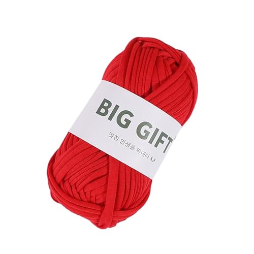 Dicke T-Shirt-Garn für Stricken und Häkeln – Dickes Weben mit 100% Baumwollstoffgarn für DIY-Taschen, Körbe, Decken (Red) von HalcyonFit
