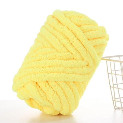 Super Chunky Chenille Weiches Garn 1000g Stricken Dicke Isländische Wolle für Häkeln Handgewebter Schal Hut Kissen Haken Decke (16 Gelb) von HalcyonFit