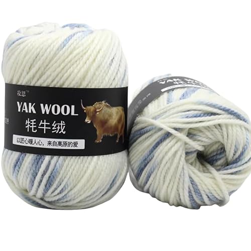 Yak-Wolle, 100 g, 3 Stück, fortschrittliche Wolle, weiche Wärme, hautfreundlich, natürlich, für Handstricken, Schals, Pullover, Mützen, Mäntel, Taschen, Socken (31) von HalcyonFit