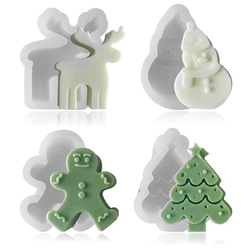 4 Stück Silikonform Weihnachten Kerzengießform Weihnachten Weihnachtsbaum, Lebkuchenmann, Elch, Schneemannformen,Zur Herstellung Von Kerzen, Aromatherapie, Seife 4 Stück Silikonform Weihnachten Kerzengießform Weihnachten Weihnachtsbaum, Lebkuchenmann, Elch, Schneemannformen,Zur Herstellung Von Kerzen, Aromatherapie, Seife von Half Forest