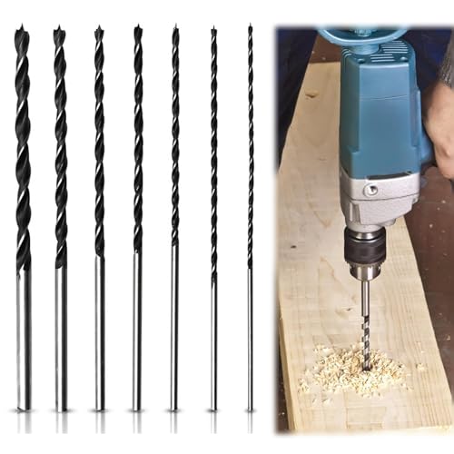 7 Stück Holzbohrer Lang Holzbohrer Set Schalungsbohrer Ø 4, 5, 6, 7, 8, 10, 12 Mm X 300mm Lange, Verlängerter Universal, Für Weichholz, Hartholz Und Andere Holzarten. von Half Forest