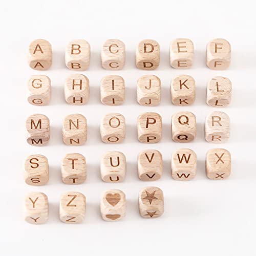 Holzbuchstaben Perlen Holzperlen Mit Buchstaben A-Z Buchstaben Holzperlen Natur Holzperlen Zum Basteln Diy Alphabet Perlen FüR ArmbäNder,Halsketten,SchlüSselanhäNger,Diy Schmuck Basteln(28pc) von Half Forest