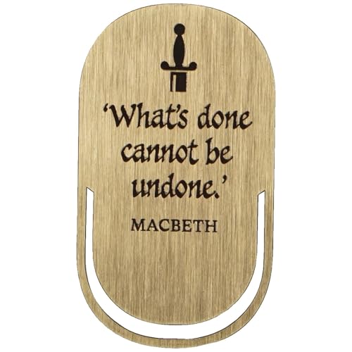 Half Moon Bay Shakespeare Macbeth Lesezeichen mit Aufschrift "What's Done Cannot Be Undone", 11,2 x 4,3 cm, Schwarz und Gold, Zinklegierung und Emaille, Büroklammer-Stil von Half Moon Bay