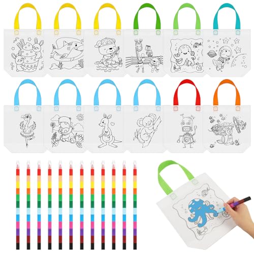 Halinuia 12 Stück Stoffbeutel zum Bemalen Kinder DIY Taschen zum Bemalen Basteln Kinder Stoffbeutel Set mit 12 Farben Buntstifte für DIY Kindergeburtstag Gastgeschenke Halinuia 12 Stück Stoffbeutel zum Bemalen Kinder DIY Taschen zum Bemalen Basteln Kinder Stoffbeutel Set mit 12 Farben Buntstifte für DIY Kindergeburtstag Gastgeschenke von Halinuia