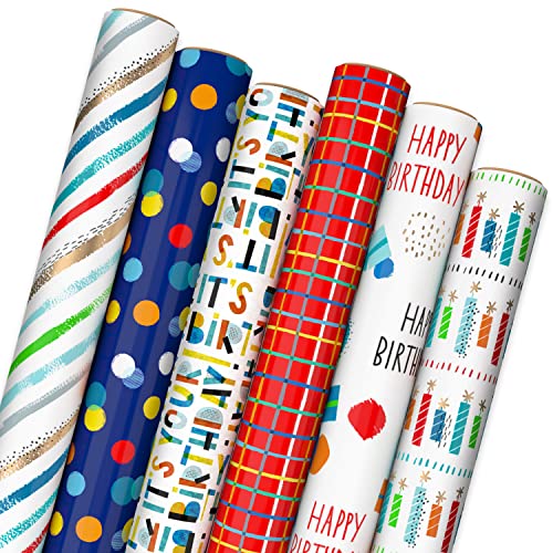 Hallmark 5EWR6580 Geschenkpapier-Set, Papier, Rot, Blau von Hallmark