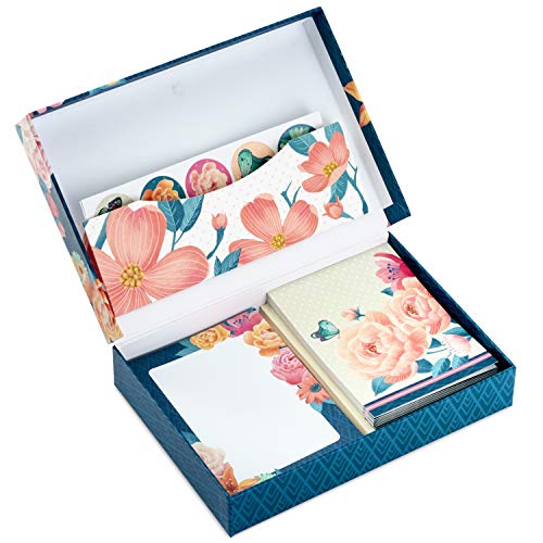 Hallmark Briefpapier-Set mit Blumenmuster, mit Schreibtisch-Organizer, enthält 10 Blanko-Karten, 20 Schreibblätter, 75-Blatt-Notizblock, 30 Siegel Hallmark Briefpapier-Set mit Blumenmuster, mit Schreibtisch-Organizer, enthält 10 Blanko-Karten, 20 Schreibblätter, 75-Blatt-Notizblock, 30 Siegel von Hallmark