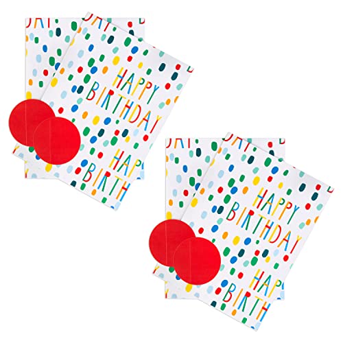 Hallmark Geburtstags-Geschenkpapier und Geschenkanhänger, 4 Bögen und 4 Anhänger in 1 Design von Hallmark