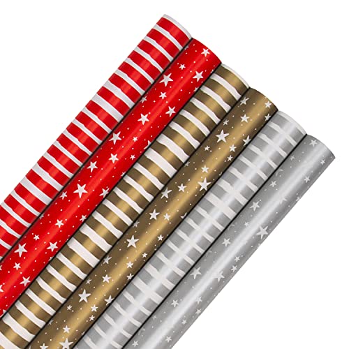 Hallmark Geschenkpapier Weihnachten 6 Stück Geschenkpapier je 3M 2 Festliche Motive Sterne Streifen Rot Gold Silber Hallmark Geschenkpapier Weihnachten 6 Stück Geschenkpapier je 3M 2 Festliche Motive Sterne Streifen Rot Gold Silber von Hallmark