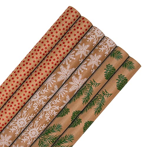 Hallmark Geschenkpapier Weihnachten 6 Stück Braun Kraftpapier Geschenkpapier je 3M 3 Festliche Motive Sterne Schneeflocken Bäume Hallmark Geschenkpapier Weihnachten 6 Stück Braun Kraftpapier Geschenkpapier je 3M 3 Festliche Motive Sterne Schneeflocken Bäume von Hallmark
