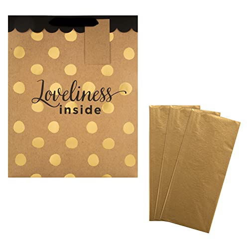 Hallmark Geschenkpapier und Tasche für verschiedene Anlässe – 3 goldene Seidenpapierbögen und 1 große Geschenktüte in modernen Golddesigns Hallmark Geschenkpapier und Tasche für verschiedene Anlässe – 3 goldene Seidenpapierbögen und 1 große Geschenktüte in modernen Golddesigns von Hallmark
