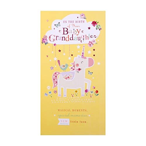 Hallmark Glückwunschkarte zur Geburt der Enkelin, niedliches Einhorn-Design mit rosa Foliendetails und Schmuckstein-Aufsätzen Hallmark Glückwunschkarte zur Geburt der Enkelin, niedliches Einhorn-Design mit rosa Foliendetails und Schmuckstein-Aufsätzen von Hallmark