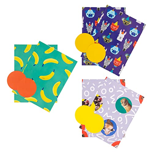 Hallmark Lustiges Geschenkpapier und Geschenkanhänger-Set – 6 Bögen und 6 Geschenkanhänger in 3 verschiedenen Designs von Hallmark