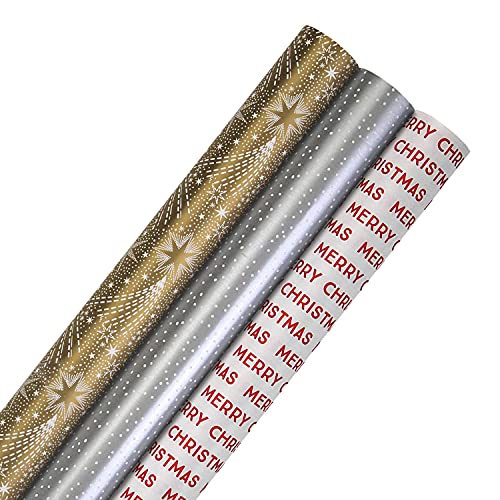 Hallmark Weihnachtsgeschenkpapier-Set – 3 Rollen in 3 Designs von Hallmark