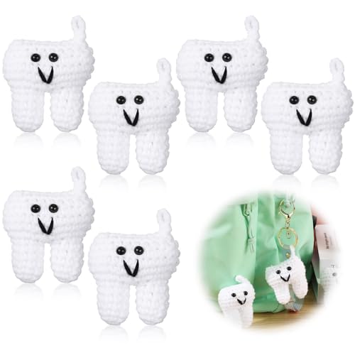 Halloscume Schlüsselanhänger mit gestrickten Zähnen, Zahnarzt, für Krankenschwestern, Wochenangestellte, Dankeschön, für erste Zähne, Party-Dekoration, Gastgeschenke, 6 Stück, Weiß und Schwarz Halloscume Schlüsselanhänger mit gestrickten Zähnen, Zahnarzt, für Krankenschwestern, Wochenangestellte, Dankeschön, für erste Zähne, Party-Dekoration, Gastgeschenke, 6 Stück, Weiß und Schwarz von Halloscume