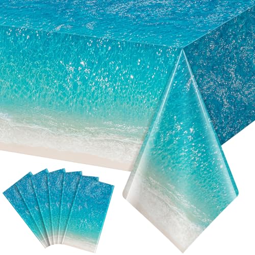 Hallswl Schillernde Tischdecke mit Ozeanwellen, Ozeanwasserdruck, Einweg-Kunststoff-Tischdecken für Strand, Surf, Pool, Meer, Motto-Party, Geburtstagsdekoration, 137 x 274 cm, 3 Stück Hallswl Schillernde Tischdecke mit Ozeanwellen, Ozeanwasserdruck, Einweg-Kunststoff-Tischdecken für Strand, Surf, Pool, Meer, Motto-Party, Geburtstagsdekoration, 137 x 274 cm, 3 Stück von Hallswl