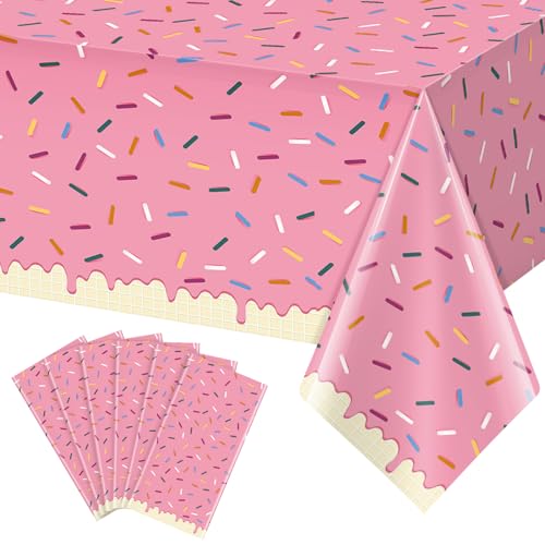 Streu-Donut-Tischdecke, rosa Eiscreme-Tischdecke, Einweg-Tischdecken aus Kunststoff, rechteckig, für Babys, Mädchen, süßer Geburtstag, Donut-Mottoparty-Dekorationen, 137 x 274 cm, 6 Stück Streu-Donut-Tischdecke, rosa Eiscreme-Tischdecke, Einweg-Tischdecken aus Kunststoff, rechteckig, für Babys, Mädchen, süßer Geburtstag, Donut-Mottoparty-Dekorationen, 137 x 274 cm, 6 Stück von Hallswl