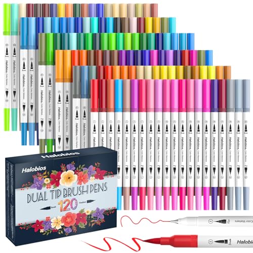 Halobios 120 Dual Brush Pen Set, Professionelles Filzstifte set für Kinder und Erwachsene, Malbücher, Skizzieren, Zeichnen, Kalligrafie, Grußkarten - Geschenkset Halobios 120 Dual Brush Pen Set, Professionelles Filzstifte set für Kinder und Erwachsene, Malbücher, Skizzieren, Zeichnen, Kalligrafie, Grußkarten - Geschenkset von Halobios