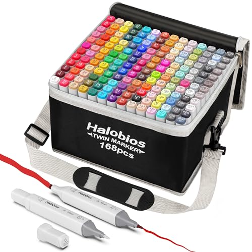 Halobios Alkoholmarker Set 168 Farben, Marker mit Schnell Trocknender, Lebendige Alkohol Tinte, Inkl. Tragetasche | Für Zeichnen, Manga, Design, Malerei – Professionelle Künstler marker für Erwachsene Halobios Alkoholmarker Set 168 Farben, Marker mit Schnell Trocknender, Lebendige Alkohol Tinte, Inkl. Tragetasche | Für Zeichnen, Manga, Design, Malerei – Professionelle Künstler marker für Erwachsene von Halobios