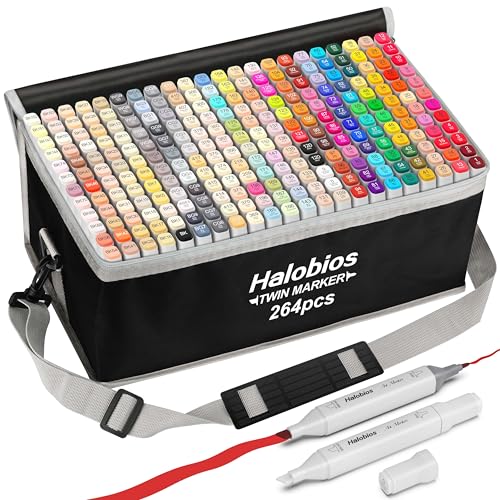 Halobios Alkoholmarker Set 264 Farben, Marker mit Schnell Trocknender, Lebendige Alkohol Tinte, Inkl. Tragetasche | Für Zeichnen, Manga, Design, Malerei – Professionelle Künstler marker für Erwachsene Halobios Alkoholmarker Set 264 Farben, Marker mit Schnell Trocknender, Lebendige Alkohol Tinte, Inkl. Tragetasche | Für Zeichnen, Manga, Design, Malerei – Professionelle Künstler marker für Erwachsene von Halobios