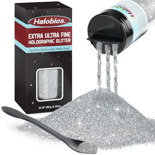 Halobios Feiner Glitzer, 180g Silber Bastelglitzer für Party und Kunstunterricht, Körpernagelglitzer für Bühnen-Make-up. Halobios Feiner Glitzer, 180g Silber Bastelglitzer für Party und Kunstunterricht, Körpernagelglitzer für Bühnen-Make-up. von Halobios