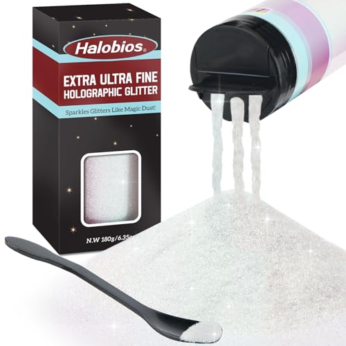 Halobios Feiner Glitzer, 180g schillerndes Weiß Bastelglitzer für Party und Kunstunterricht, Körpernagelglitzer für Bühnen-Make-up von Halobios