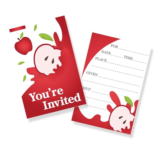 Halodete Apfel-Einladungskarten, süße Geburtstagseinladungskarten, Zubehör, Einladungskarten, Babyparty, Obst-Apfel-Grußkarten, lustige Geburtstagsparty-Dekorationen, 30 Stück von Halodete