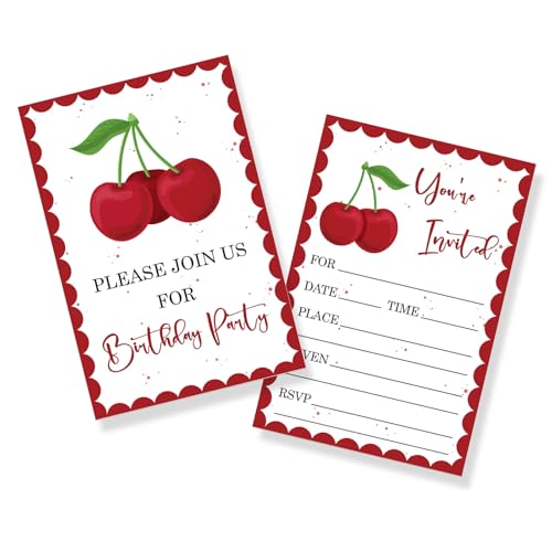 Halodete Kirsche Einladungskarten, Einladungskarten für Mädchen, zum Ausfüllen, Babyparty-Hochzeitsgrußkarten, Willkommens-Party-Dekorationen, 30 Stück Halodete Kirsche Einladungskarten, Einladungskarten für Mädchen, zum Ausfüllen, Babyparty-Hochzeitsgrußkarten, Willkommens-Party-Dekorationen, 30 Stück von Halodete