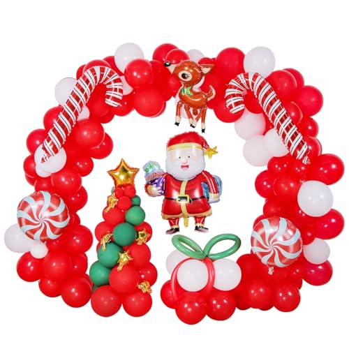 Haloppe Weihnachts-Luftballons, Ornament, Elch, Windmühle, Weihnachtsmann, Stern, Weihnachtsballons, Partyzubehör, 1 Set, praktisch, rot von Haloppe