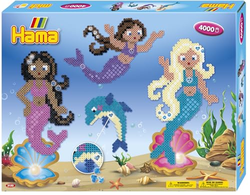 Hama Perlen 3150 Geschenk-Set Meerjungfrauen mit ca. 4.000 bunten Midi Bügelperlen mit Durchmesser 5 mm, Motivvorlage und 2 Stiftplatten, inkl. Bügelpapier, kreativer Bastelspaß für Groß und Klein Hama Perlen 3150 Geschenk-Set Meerjungfrauen mit ca. 4.000 bunten Midi Bügelperlen mit Durchmesser 5 mm, Motivvorlage und 2 Stiftplatten, inkl. Bügelpapier, kreativer Bastelspaß für Groß und Klein von Hama