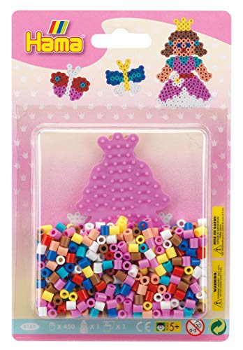 Hama Perlen 4181 Kleines Set Prinzessin mit ca. 450 bunten Midi Bügelperlen mit Durchmesser 5 mm, Stiftplatte, inkl. Bügelpapier, kreativer Bastelspaß für Groß und Klein von Hama Perlen