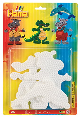 Hama Perlen 4563 Große Stiftplatten 3er Set für Midi Bügelperlen mit Durchmesser 5 mm, Motive Krokodil, Delfin und Nilpferd in weiß, Bastelspaß für Groß und Klein Hama Perlen 4563 Große Stiftplatten 3er Set für Midi Bügelperlen mit Durchmesser 5 mm, Motive Krokodil, Delfin und Nilpferd in weiß, Bastelspaß für Groß und Klein von Hama