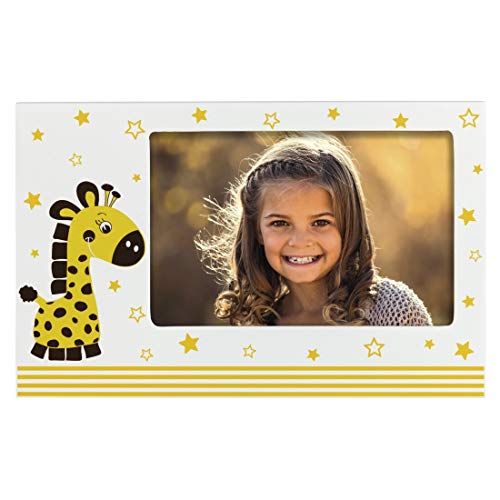 Hama Baby und Kinder Bilderrahmen Giraffe Greta für Foto-Größe 10 x 15 cm (Fotorahmen aus Holz (MDF) mit Giraffen-Motiv, zum Aufstellen und Aufhängen, Echtglas) weiß von Hama