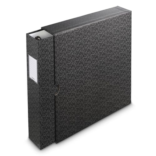 Hama Ordner, mit Schuber (passend z.B. für A4, 70mm Rückenbreite, Ringordner, Ringordner A4 4 Ringe, Organizer, Aktenordner, Ringbuchordner, für Portfolio, Büro, Dokumente, Fotos etc.) schwarz/grau von Hama