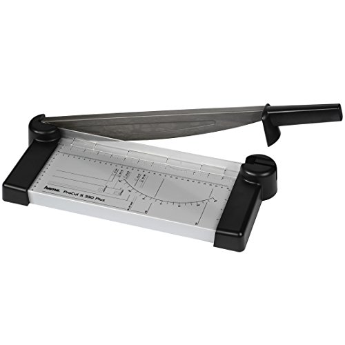 Hama Papierschneider mit Hebel, 33cm Schnittlänge, ProCut S 330 Plus (Hebelschneider für Papier/Folie, Schneidetisch mit Foto/DIN Skala, Fingerschutz) Papierschneidemaschine, Schneidegerät 8212 von Hama