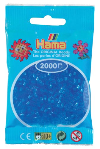 Hama Perlen 501-15 - Mini-Perlen 2000 Stück transparent/blau von Hama