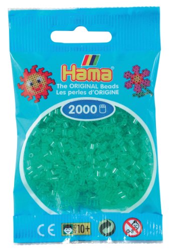 Hama Perlen 501-16 - Mini-Perl. 2000 Stück transparent/grün von Hama